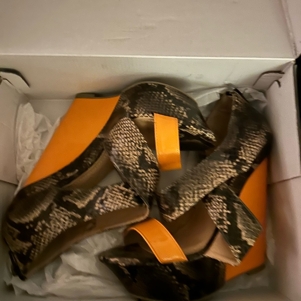 Women's Orange and Brown Wedge Sandals